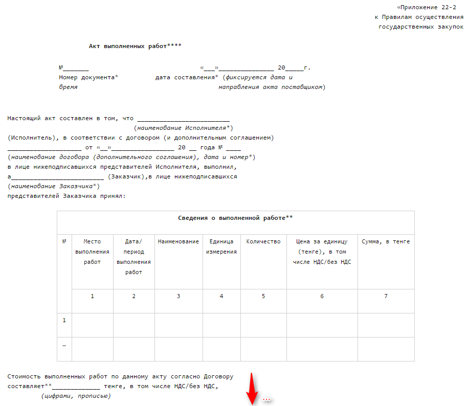 Акт выполненных работ