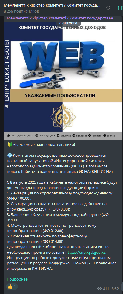 в КПН ИСНА форма 100.00
